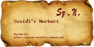 Szolár Norbert névjegykártya